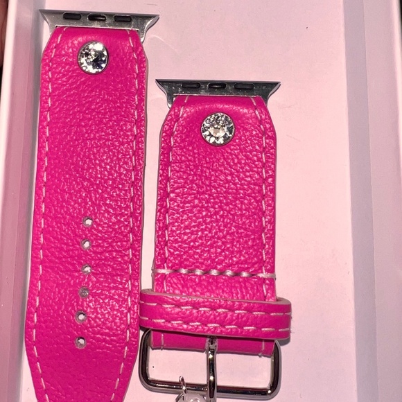 Neon pink leather Apple Watch band - Picture 1 of 3